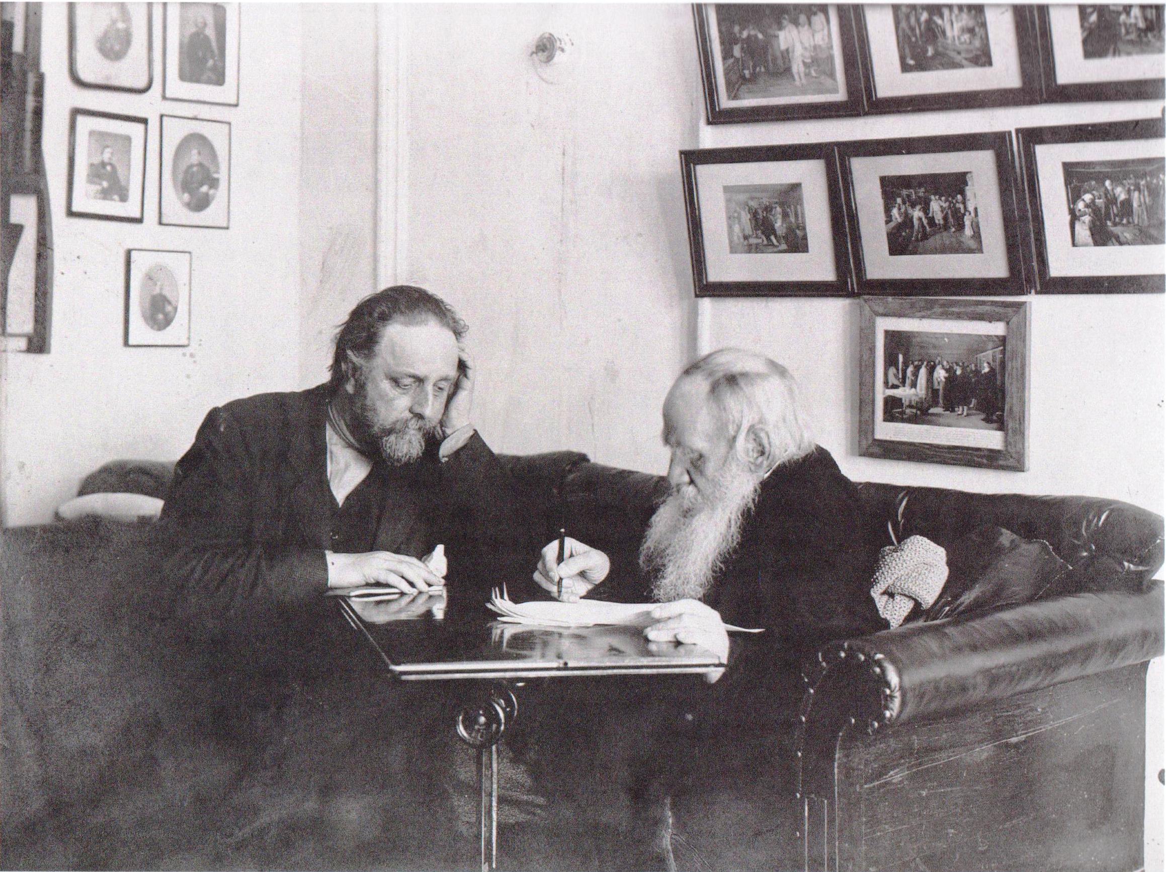 Vladimir Chertkov and Leo Tolstoy at Yasnaya Polyana, 1909