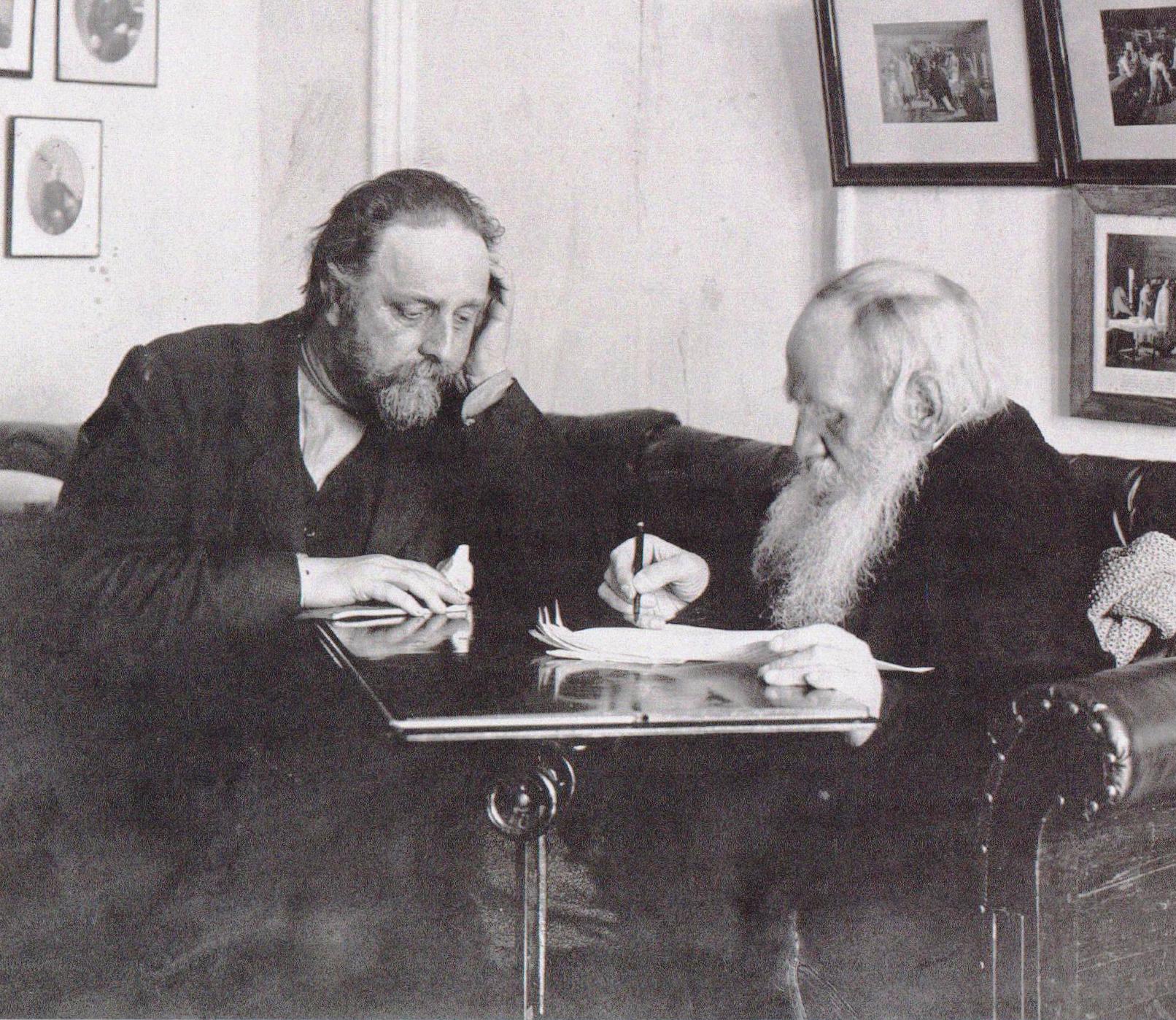 Tolstoy and Chertkov at Yasnaya Polyana, 1909