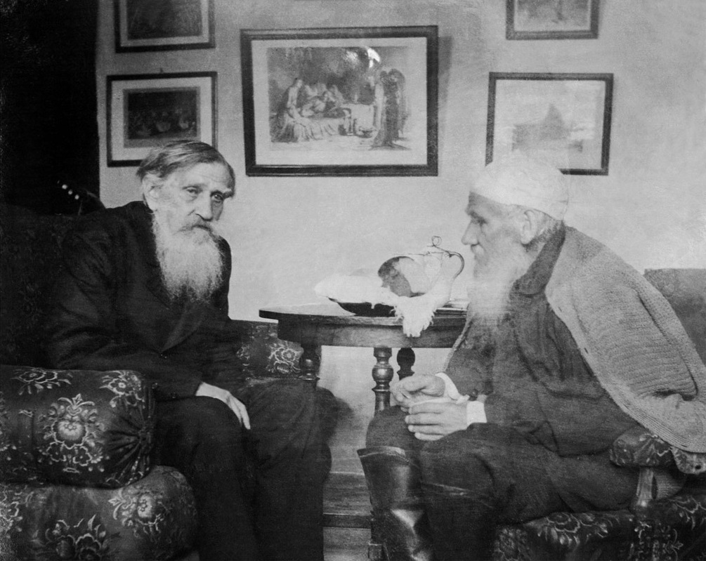 Lev and Sergei Nikolaevich Tolstoy at Yasnaya Polyana, 1902