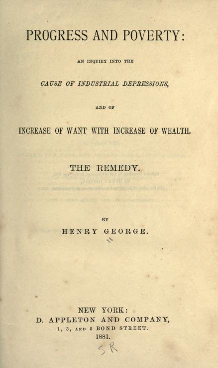 Progress and Poverty title page, 1881