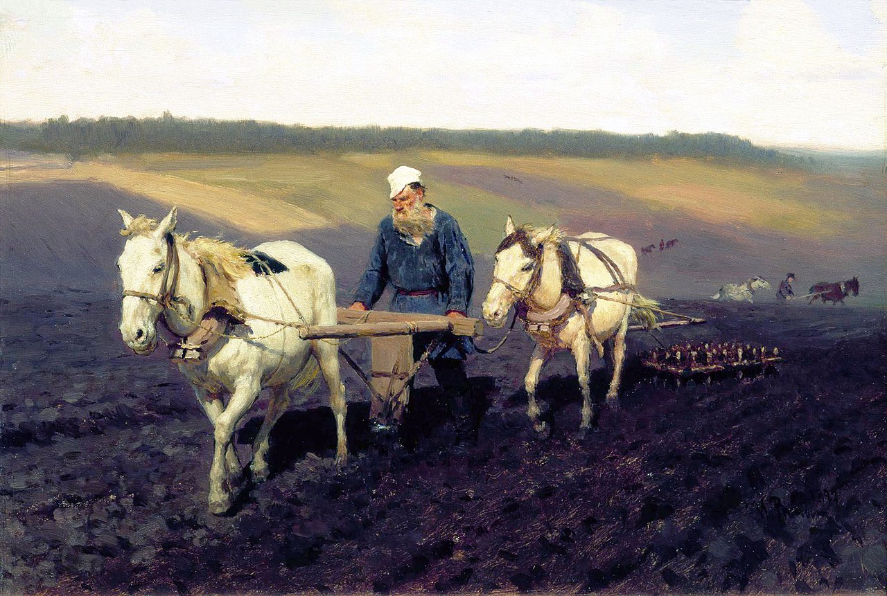 Ilya Repin, Leo Tolstoy ploughing, 1887